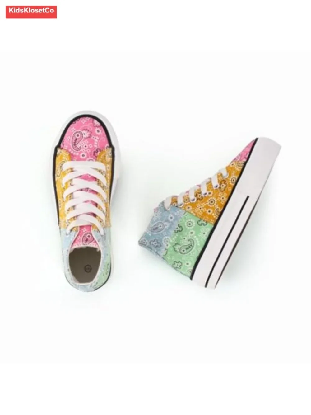 Girls Platform Canvas Lace-Up Sneakers Non-Slip Rubber Sole